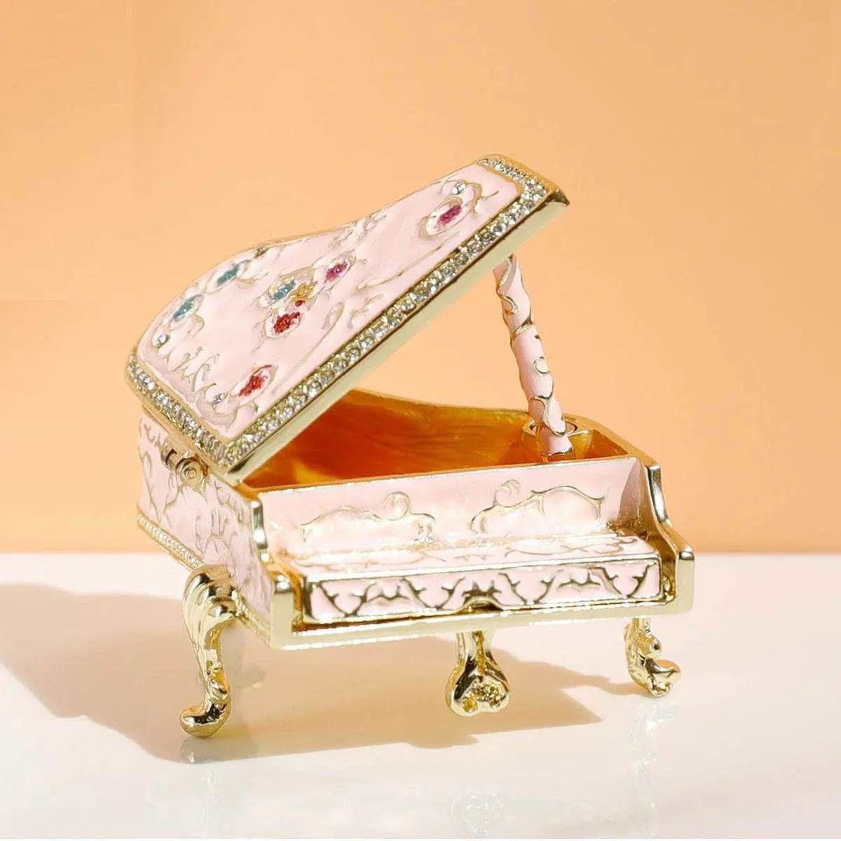Vintage jewelry organizer shaped like a grand piano with space for rings and trinkets - vivaessencepet