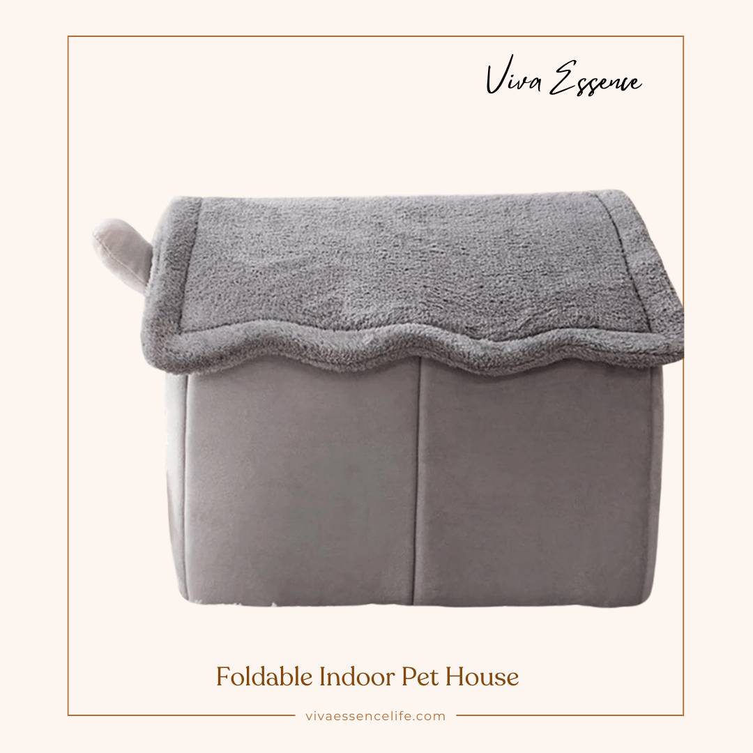 Foldable Indoor Pet House & Cat Cave - soft rest spot for small pets - vivaessencepet