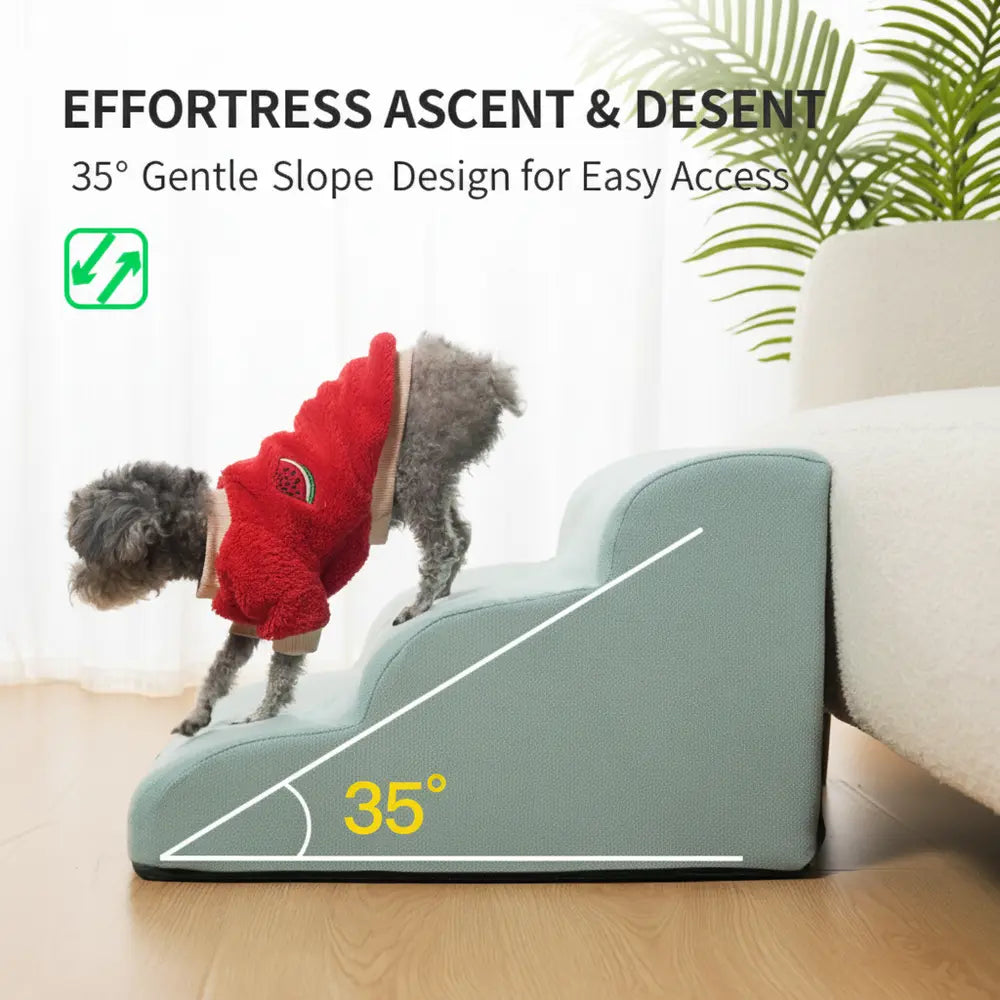 High-density foam pet ramp for bed access with washable cover and non-slip base - vivaessencepet