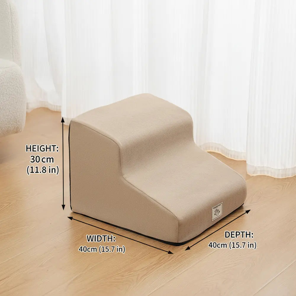 Gentle Slope Pet Ramp for Beds & Sofas - Khaki 2 Steps -Viva Essence Pet