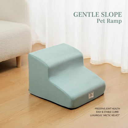 Gentle Slope Pet Ramp for Beds & Sofas - Sky Blue 2 Steps -Viva Essence Pet