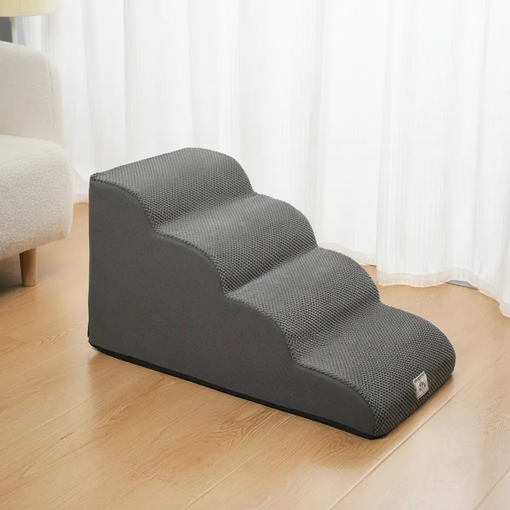 Gentle Slope Pet Ramp for Beds & Sofas - Smoke Gray 4 Steps -Viva Essence Pet