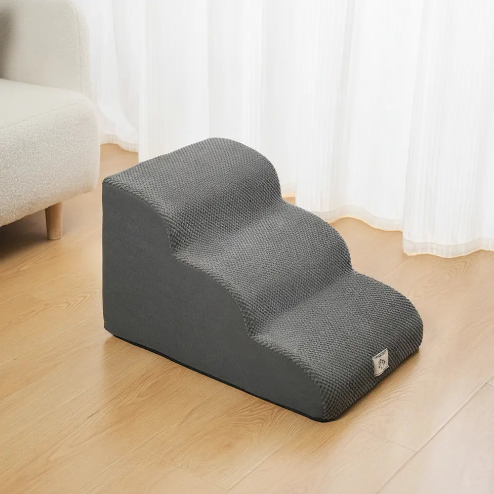 Gentle Slope Pet Ramp for Beds & Sofas - Smoke Gray 3 Steps -Viva Essence Pet