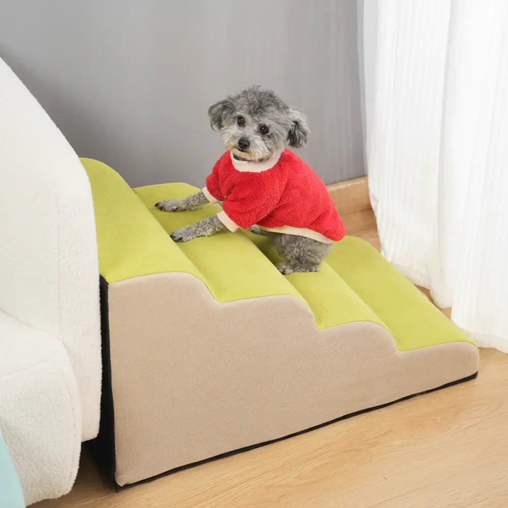 Joint-conscious pet ramp with soft plush surface for everyday furniture access - vivaessencepet