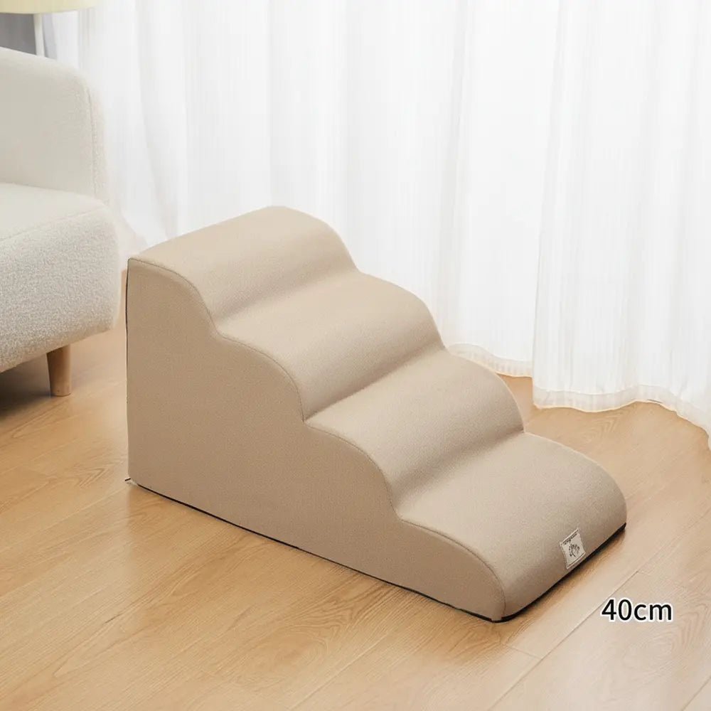 Gentle Slope Pet Ramp for Beds & Sofas - Khaki 4 Steps -Viva Essence Pet