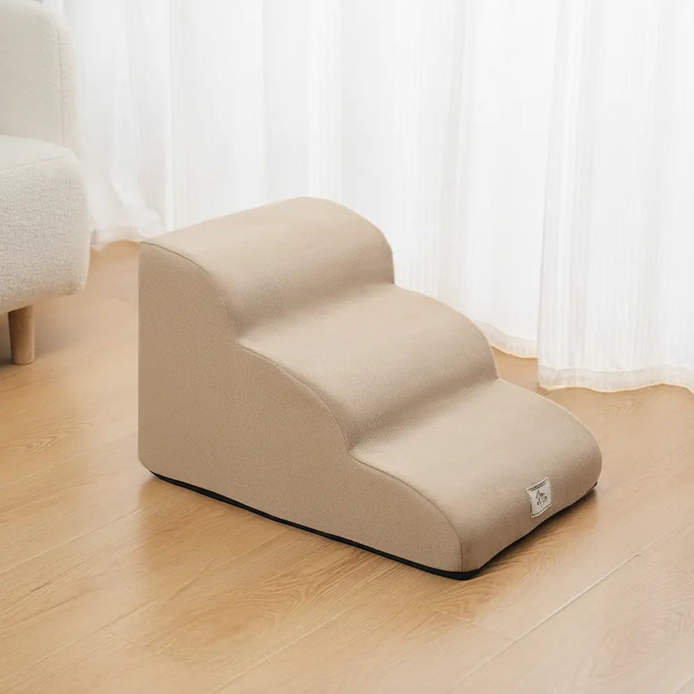 Gentle Slope Pet Ramp for Beds & Sofas - Khaki 3 Steps -Viva Essence Pet