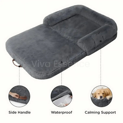 Giant Calming Orthopedic Human Dog Bed, Plush Faux Fur - Viva Essence