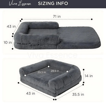 Giant Calming Orthopedic Human Dog Bed, Plush Faux Fur - Viva Essence