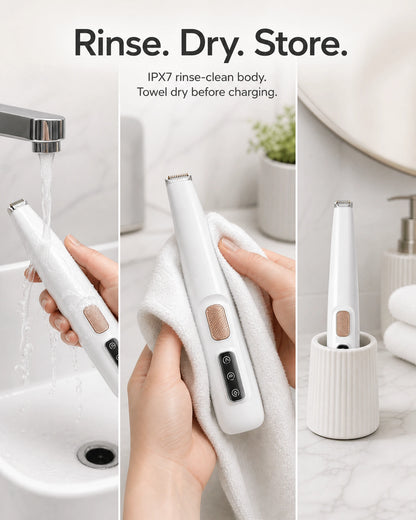 Waterproof Paw Groomer, Rinse. Dry. Store.