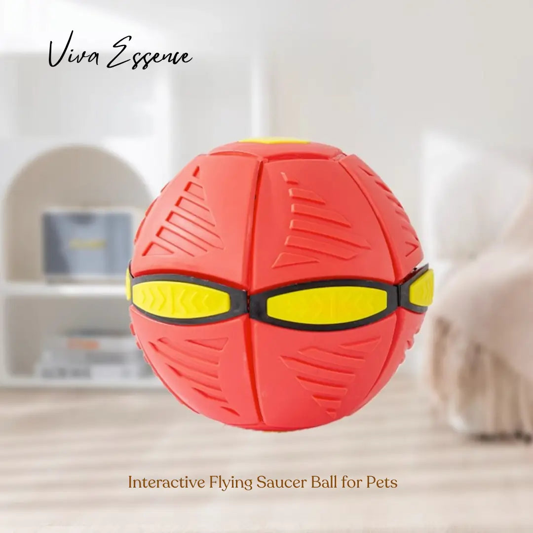 Interactive Flying Saucer Ball for Pets Lights & Dual Play Modes - Red Without Light Viva Essence