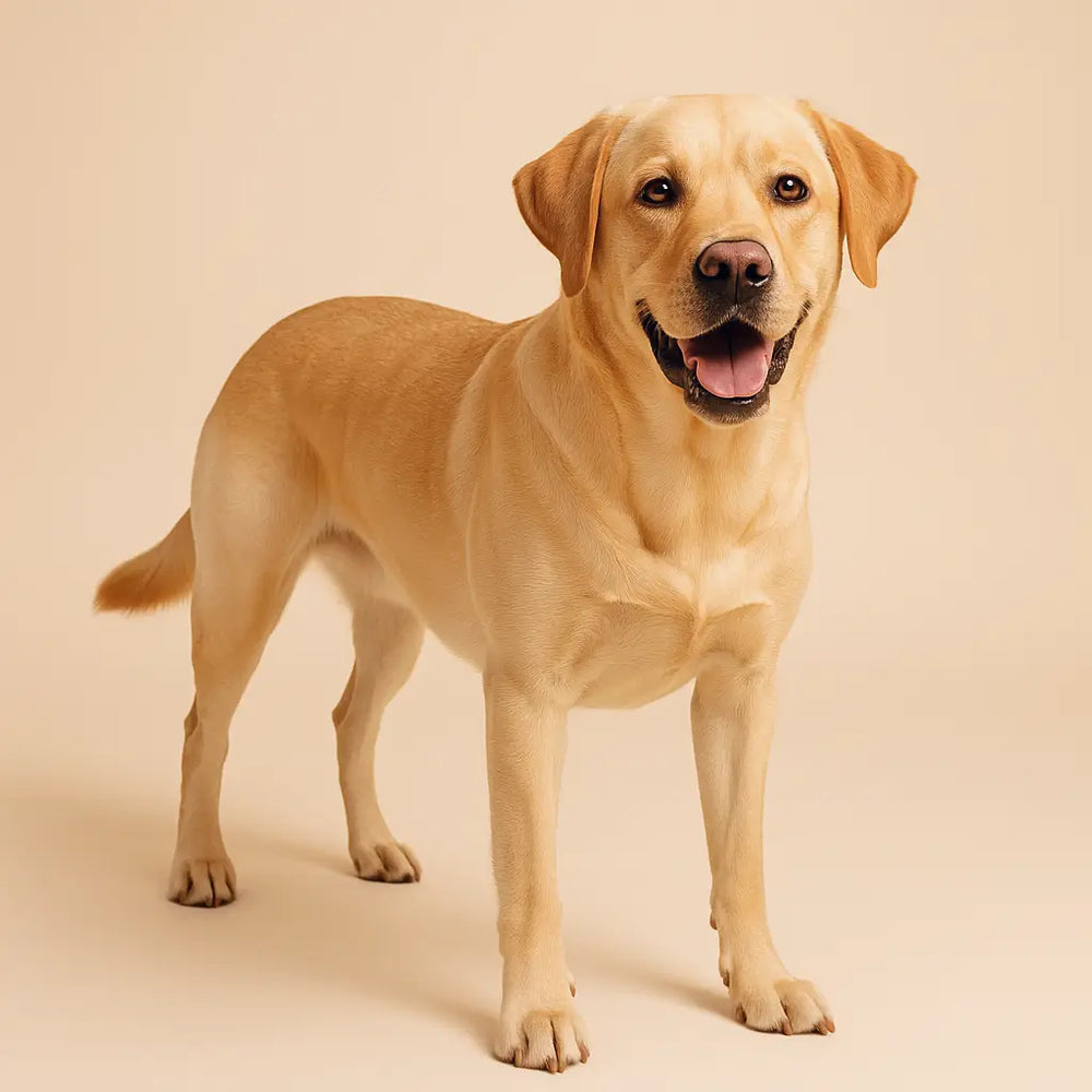 Charlie, a five-year-old Labrador Retriever and Viva Essence Pet model, ready for his next outdoor adventure