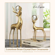 1. A graceful brass and crystal deer decor set, hand-polished to a warm luster for luxury home decor by vivaessencepet