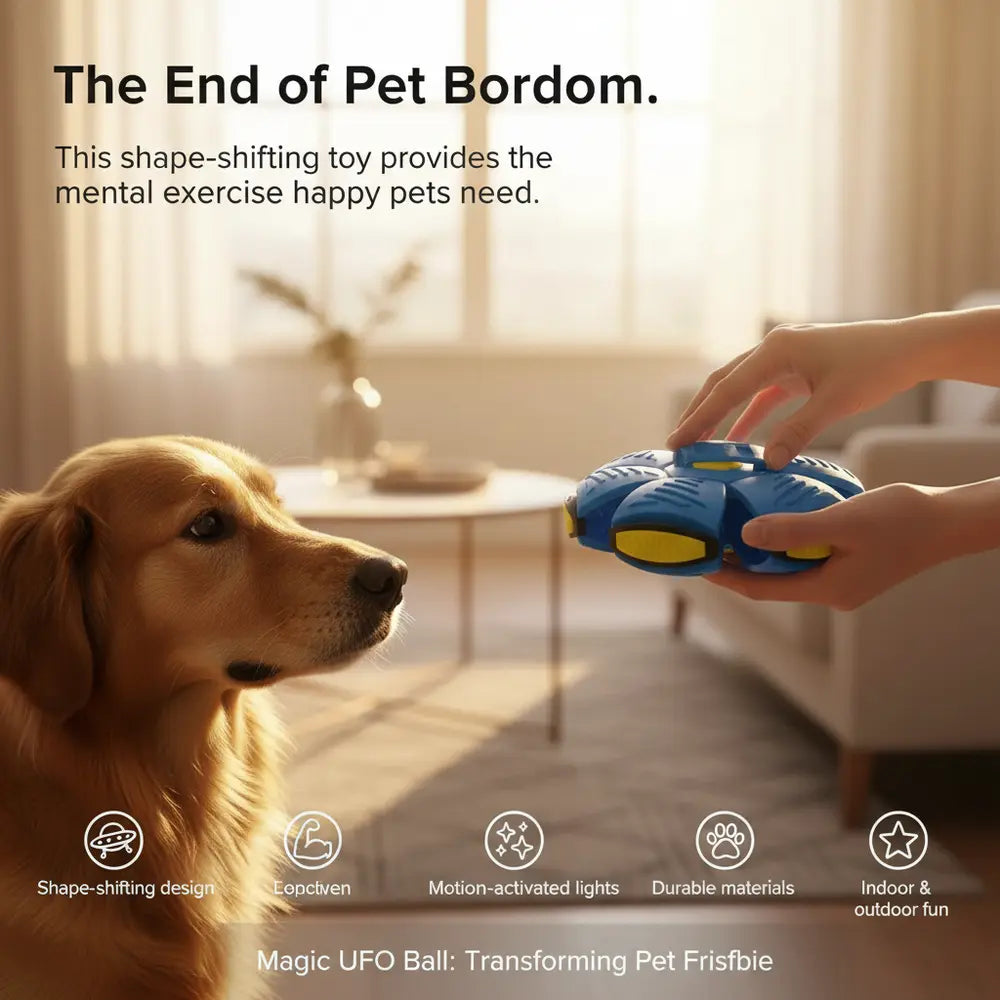 Interactive Flying UFO Saucer Ball: Transforming Pet Frisbee - -Viva Essence Pet