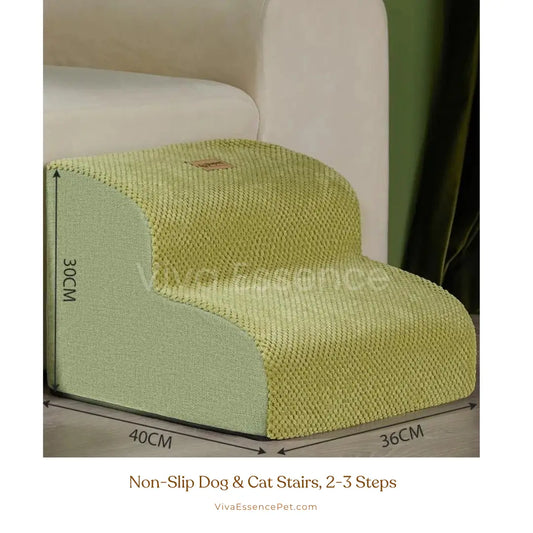 Non-Slip Dog & Cat Stairs, 2-3 Steps for Pets, Easy Climb - Green 2 Steps Viva Essence