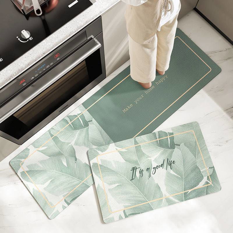 Non-slip Oil-proof Long Kitchen Mat – Durable Home Essential - Moon Gray Green Viva Essence