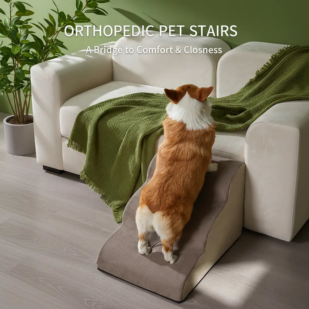 Durable orthopedic dog stairs showcasing the easy-to-remove machine washable cover - vivaessencepet