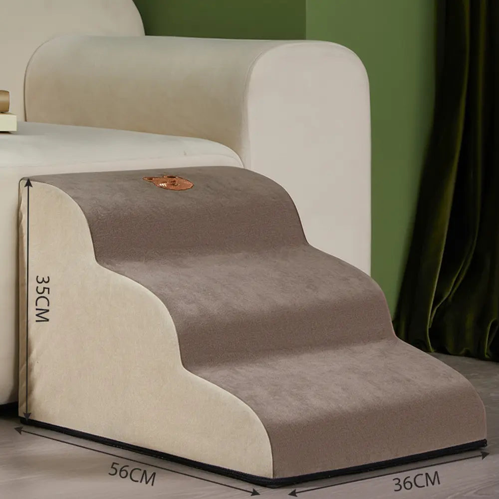 Orthopedic Dog Stairs for Joint Relief - 3 Steps Brown -Viva Essence Pet
