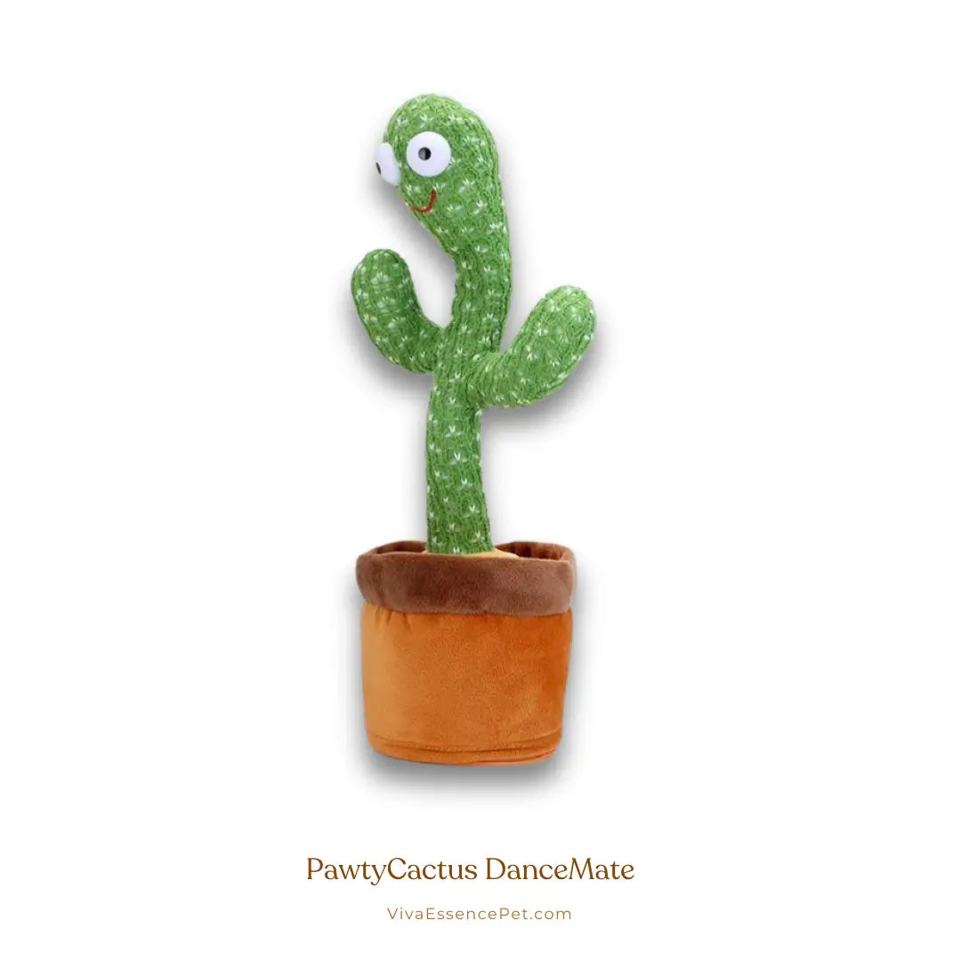 Green plush dancing cactus toy playing 120 unique songs to stop pet boredom and provide pet stimulation - vivaessencepet