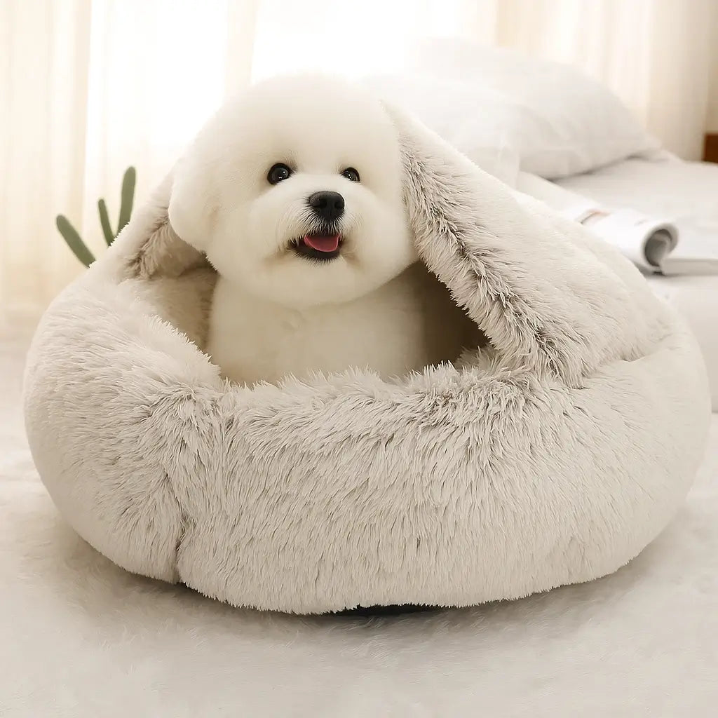 Snuggle Haven Deluxe Pet Bed with plush microvelvet cover and orthopedic foam base - vivaessencepet