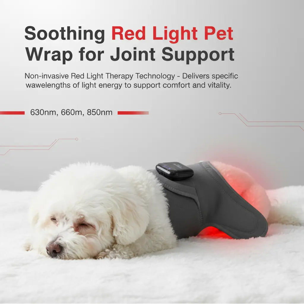 Triple wavelength red and near infrared pet therapy wrap for dogs - vivaessencepet