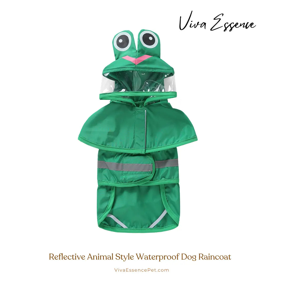 Reflective Animal Style Waterproof Dog Raincoat - Frog Viva Essence