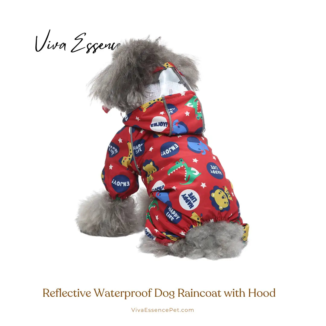 Reflective Waterproof Dog Raincoat with Hood - Lion Viva Essence