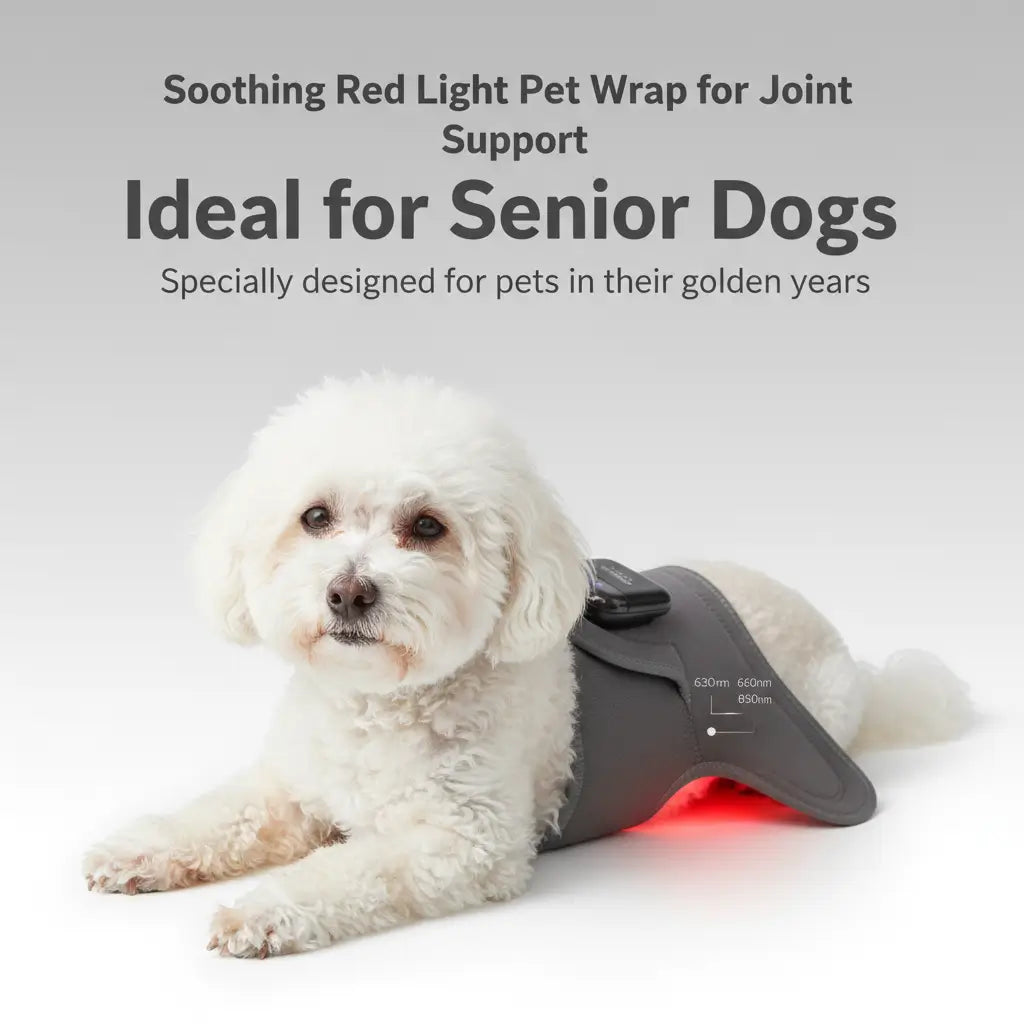 Wearable red light wrap supporting inflammation-aware recovery routines for pets - vivaessencepet
