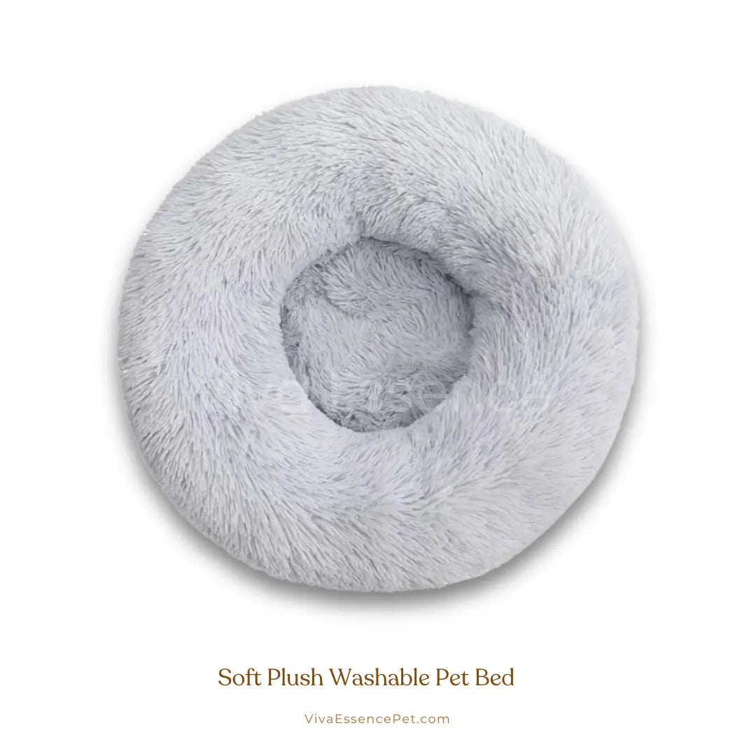 Soft Plush Washable Pet Bed - Stylish Pet Bedding - Light Grey Viva Essence