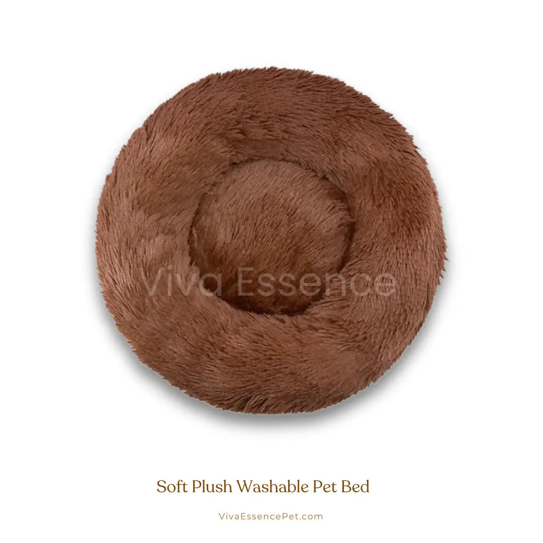 Soft Plush Washable Pet Bed - Stylish Pet Bedding - Brown Viva Essence