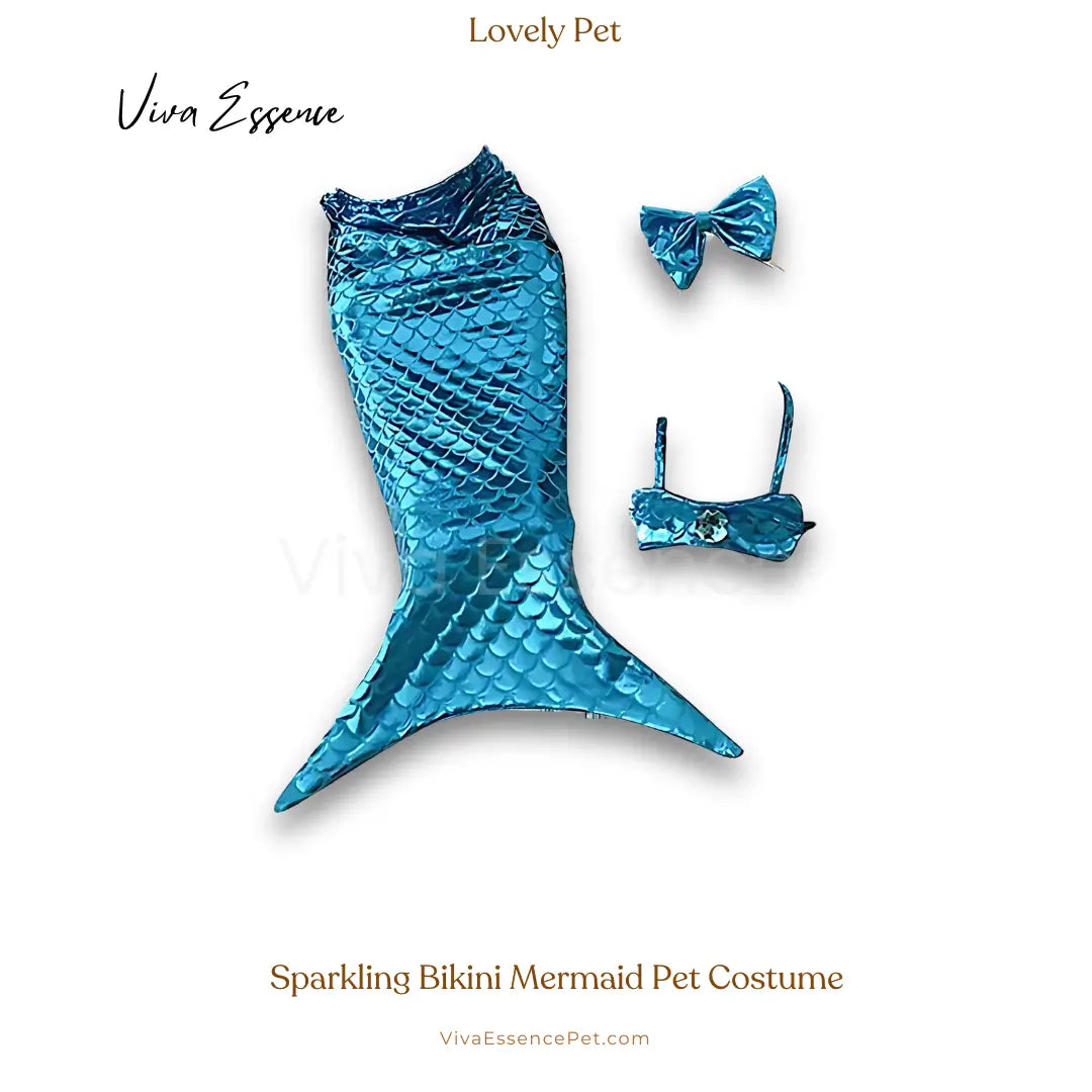 Whimsical pet accessory with a glittering dog mermaid tail, ideal for creating unforgettable photo moments - vivaessencepet