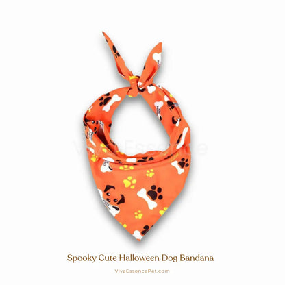 Spooky Cute Halloween Dog Bandana - Soft & Washable - Orange Viva Essence