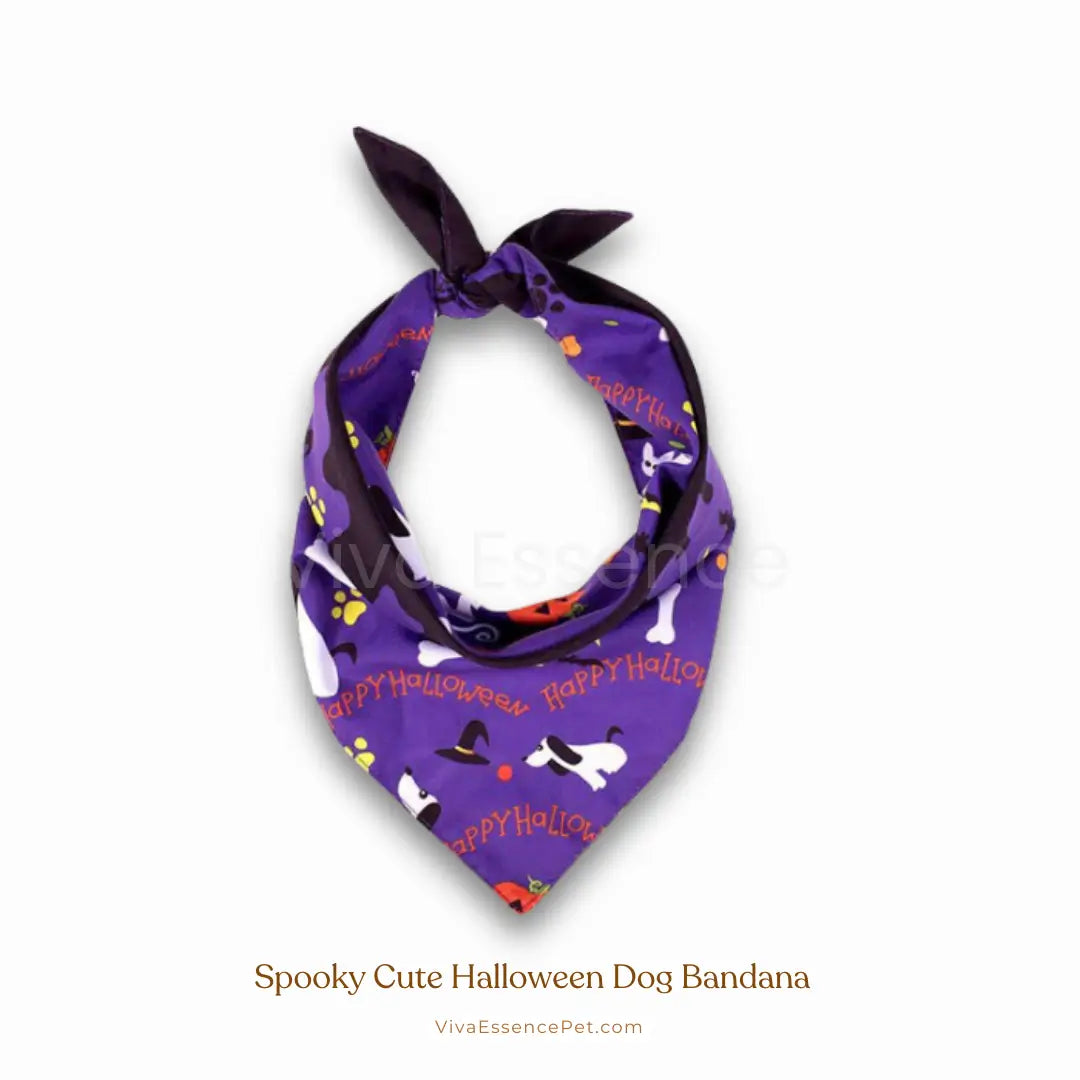 Spooky Cute Halloween Dog Bandana - Soft & Washable - Purple Viva Essence