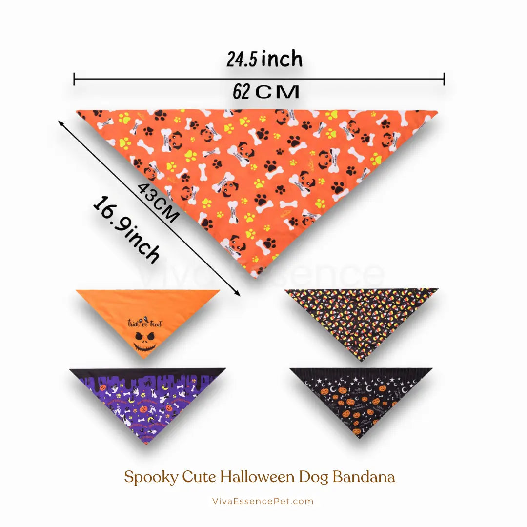 Spooky Cute Halloween Dog Bandana - Soft & Washable - Viva Essence