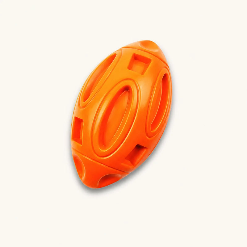 Orange Indestructi-Chew heavy-duty dog toy made from non-toxic thermo-elastomer rubber - vivaessencepet