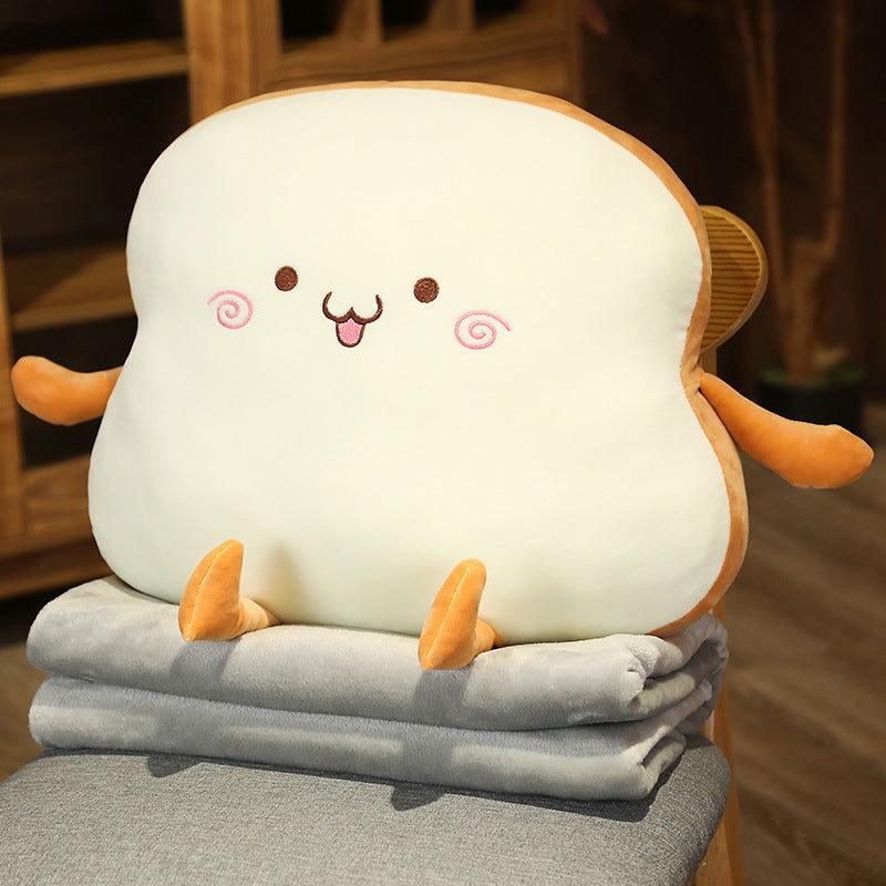 Toasty Cozy Buddy: 2-in-1 Cute Toast Bread Pillow - Tongue Sticking Viva Essence