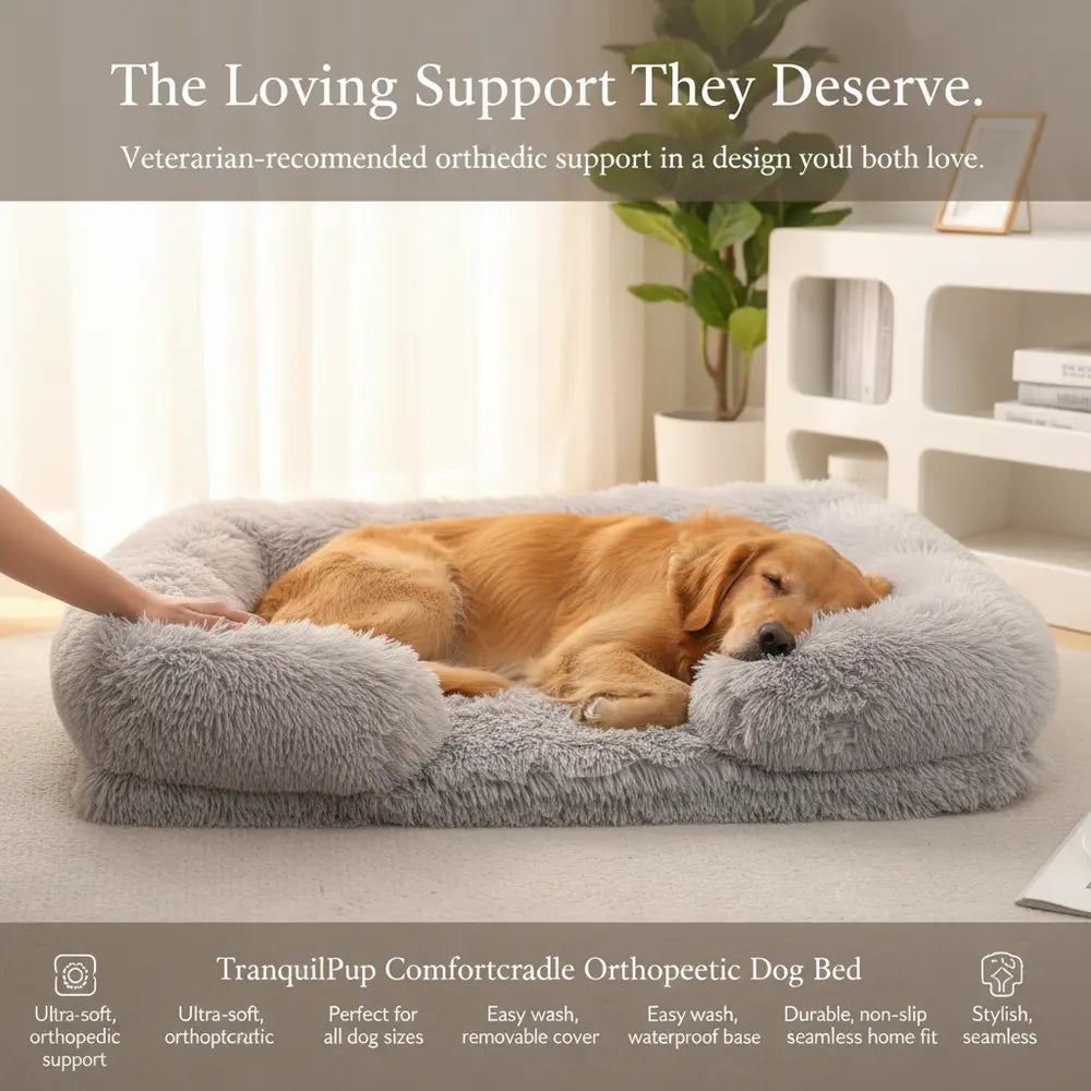 TranquilPup Comfortcradle unterstützendes Haustierbett, das den Gelenkdruck lindert, für die optimale Gesundheit eines ruhenden Hundes - vivaessencepet
