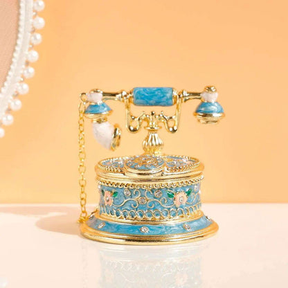 Vintage Elegance Telephone Jewelry Box - Blue Telephone Box Regular Viva Essence