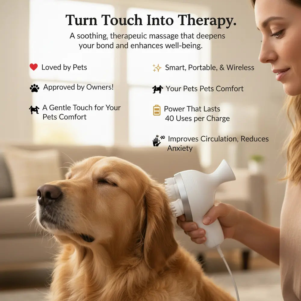 Draadloze oplaadbare massager voor honden en katten met ergonomisch handzaam ontwerp - vivaessencepet