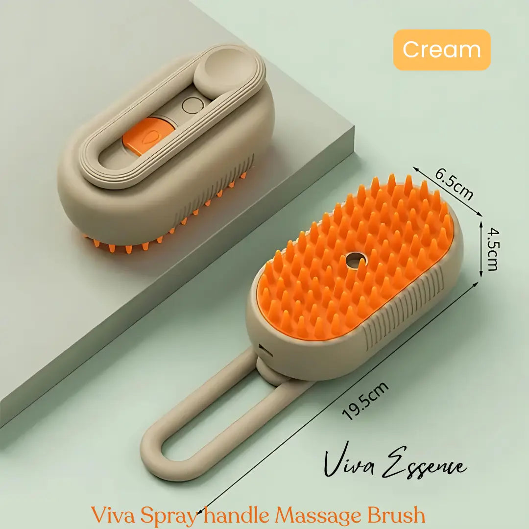 Viva Spray handle Massage Brush for Cats and Dogs - Cream Viva Essence