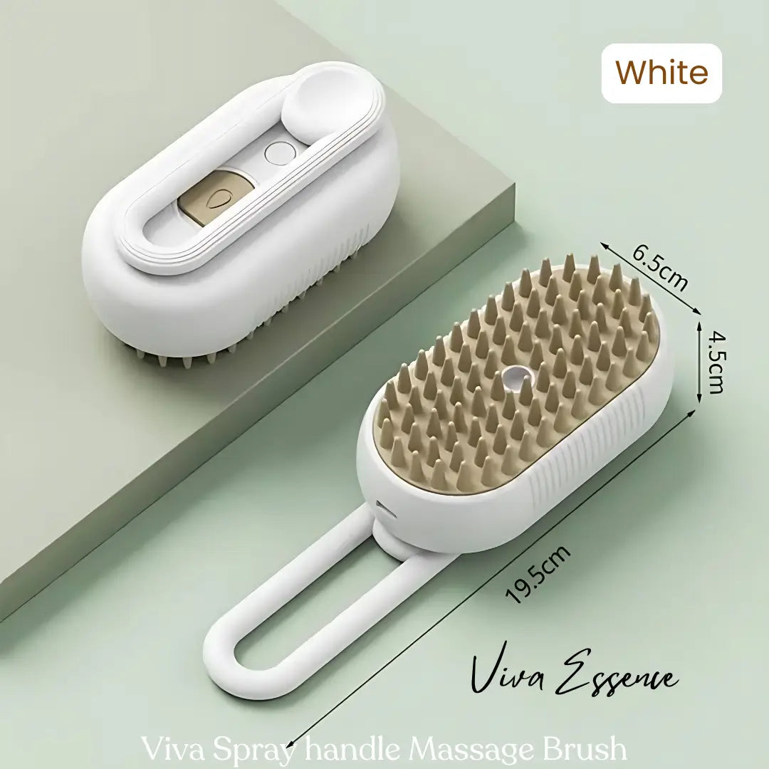 Viva Spray handle Massage Brush for Cats and Dogs - White Viva Essence