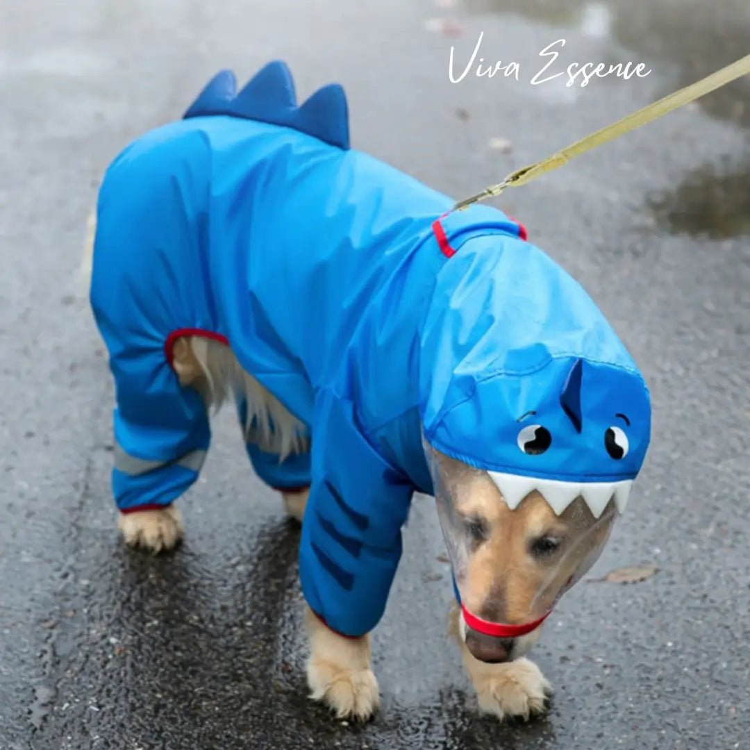 Waterdichte reflecterende regenjas voor honden - controle van de pasvorm met tuigje en riem - vivaessencepet