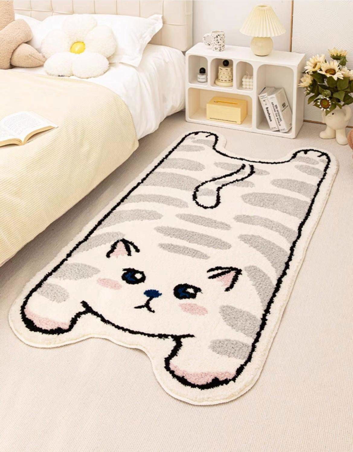 Close-up texture view of Whimsical Whiskers rug fabric finish - vivaessencepet