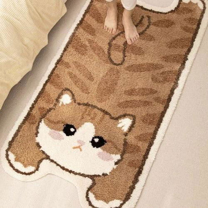 Whimsical Whiskers Cat Rug - Funny Brown Cat Viva Essence