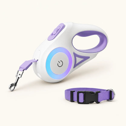 AuraGlow LED Retractable Dog Leash in dream purple