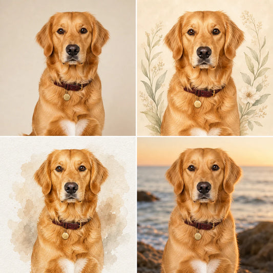 Custom digital pet portrait style collection