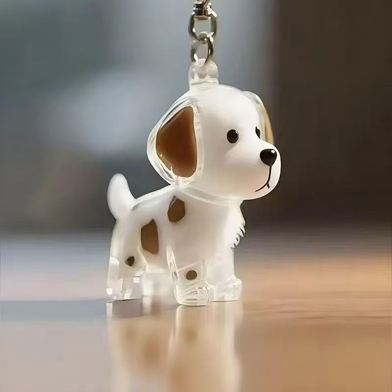 Pet remembrance keychain with breed-style charm and fur capsule - vivaessencepet
