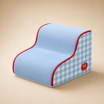 Non Slip Dog Cat Stairs, 2 Steps / Sky Blue, Soft Pet Stairs