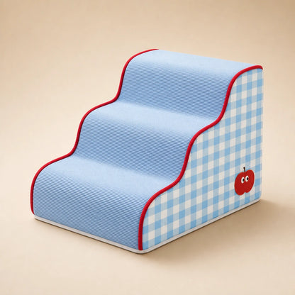Non Slip Dog Cat Stairs, 3 Steps / Sky Blue, Soft Pet Stairs