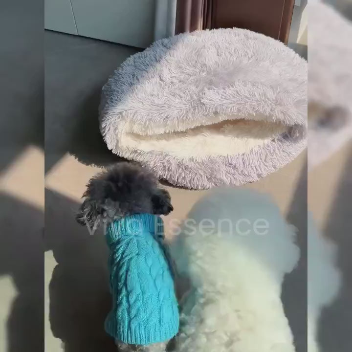 Orthopedic foam dog bed displaying a waterproof liner and machine washable plush cover - vivaessencepet