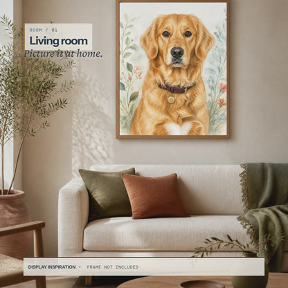 Custom pet portrait framed room display video